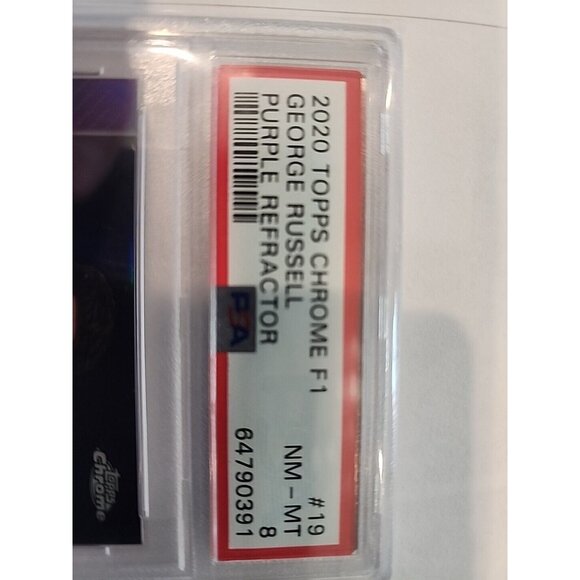 2020 Topps Chrome Formula 1 F1 George Russell Purple Refractor Rookie /399 PSA 8 - Picture 2 of 3